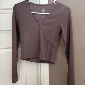 Women's Long Sleeve Wrap Top - Mauve